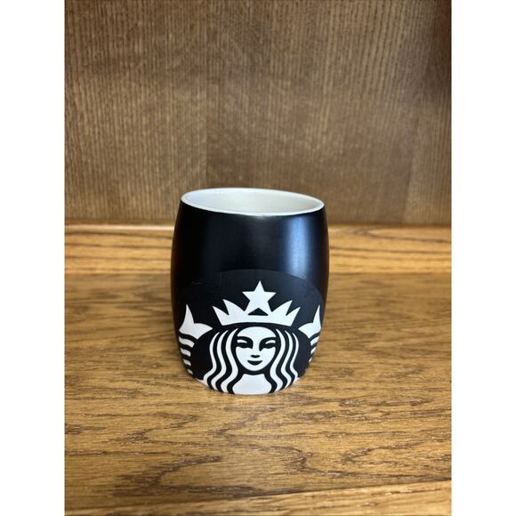 2011 Starbucks laser Etched Mermaid Siren Matte Black Barrel Coffee Mug Cup - Picture 2 of 5